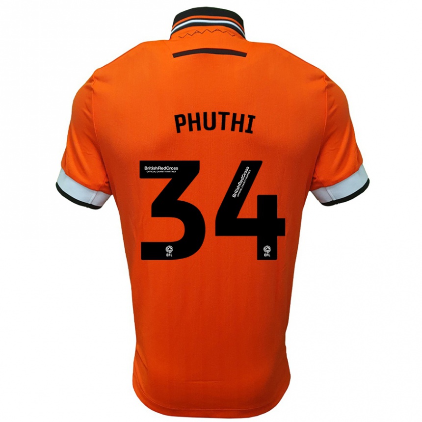 Kinder Fußball Joey Phuthi #34 Orange Weiß Auswärtstrikot Trikot 2024/25 T-Shirt Luxemburg