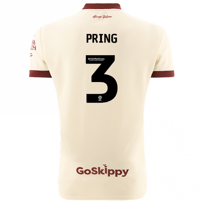 Kinder Fußball Cameron Pring #3 Cremeweiß Auswärtstrikot Trikot 2024/25 T-Shirt Luxemburg