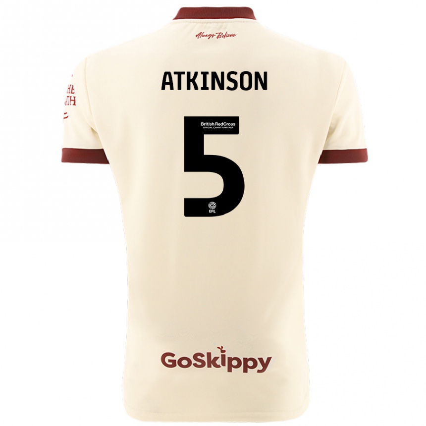 Kinder Fußball Rob Atkinson #5 Cremeweiß Auswärtstrikot Trikot 2024/25 T-Shirt Luxemburg