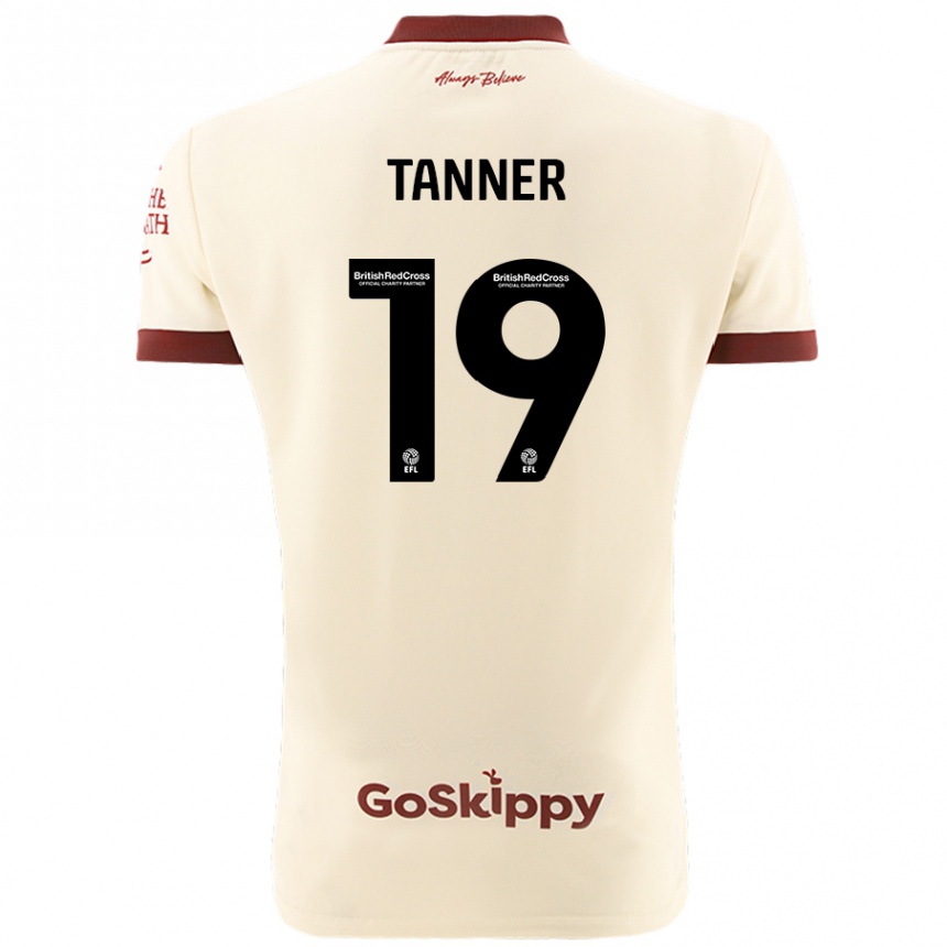 Kinder Fußball George Tanner #19 Cremeweiß Auswärtstrikot Trikot 2024/25 T-Shirt Luxemburg