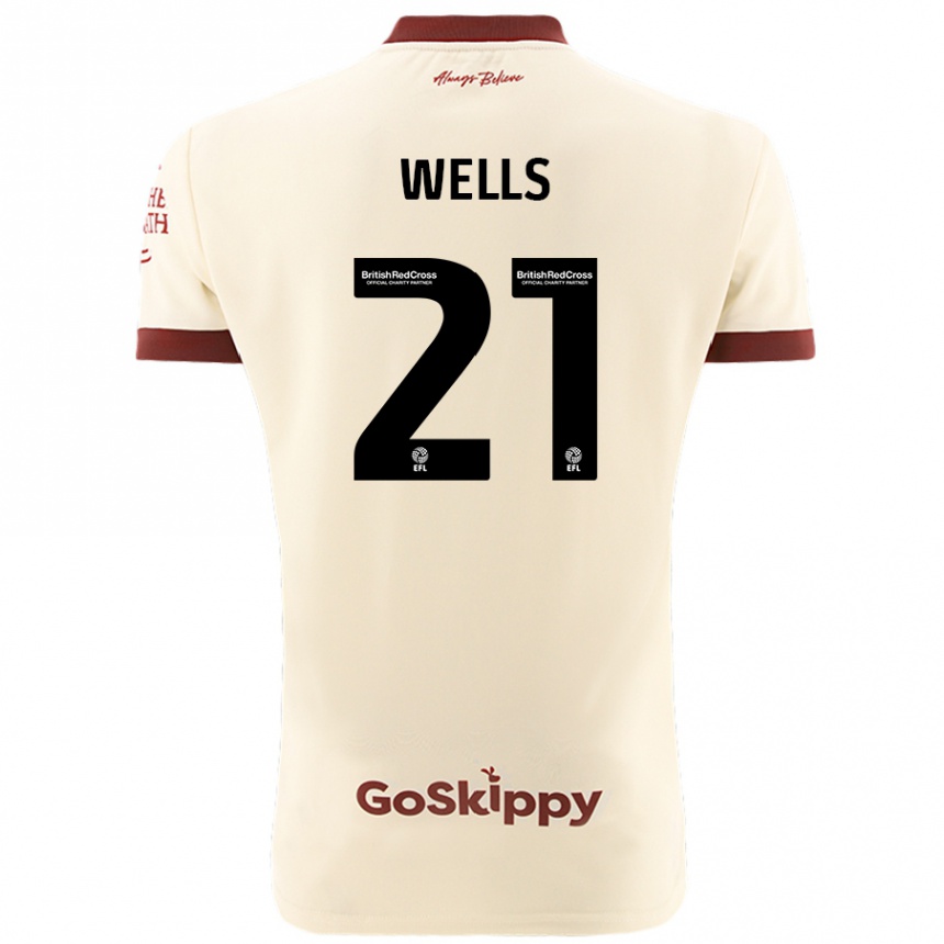 Kinder Fußball Nahki Wells #21 Cremeweiß Auswärtstrikot Trikot 2024/25 T-Shirt Luxemburg