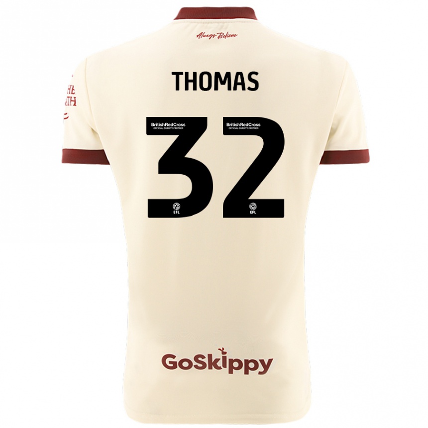 Kinder Fußball Lewis Thomas #32 Cremeweiß Auswärtstrikot Trikot 2024/25 T-Shirt Luxemburg