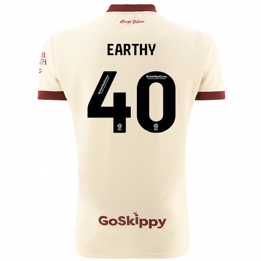 Kinder Fußball George Earthy #40 Cremeweiß Auswärtstrikot Trikot 2024/25 T-Shirt Luxemburg