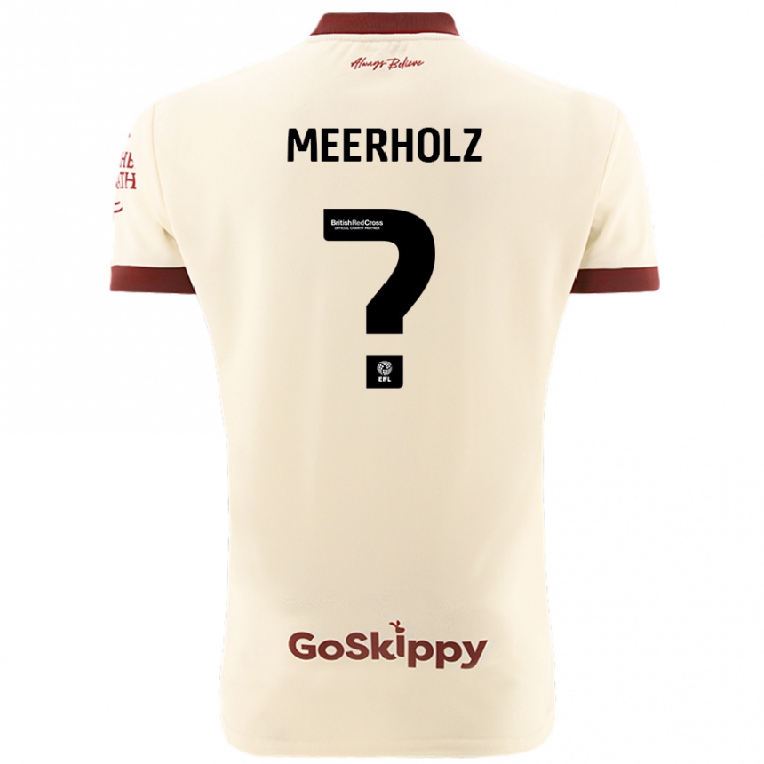 Kinder Fußball Jed Meerholz #0 Cremeweiß Auswärtstrikot Trikot 2024/25 T-Shirt Luxemburg