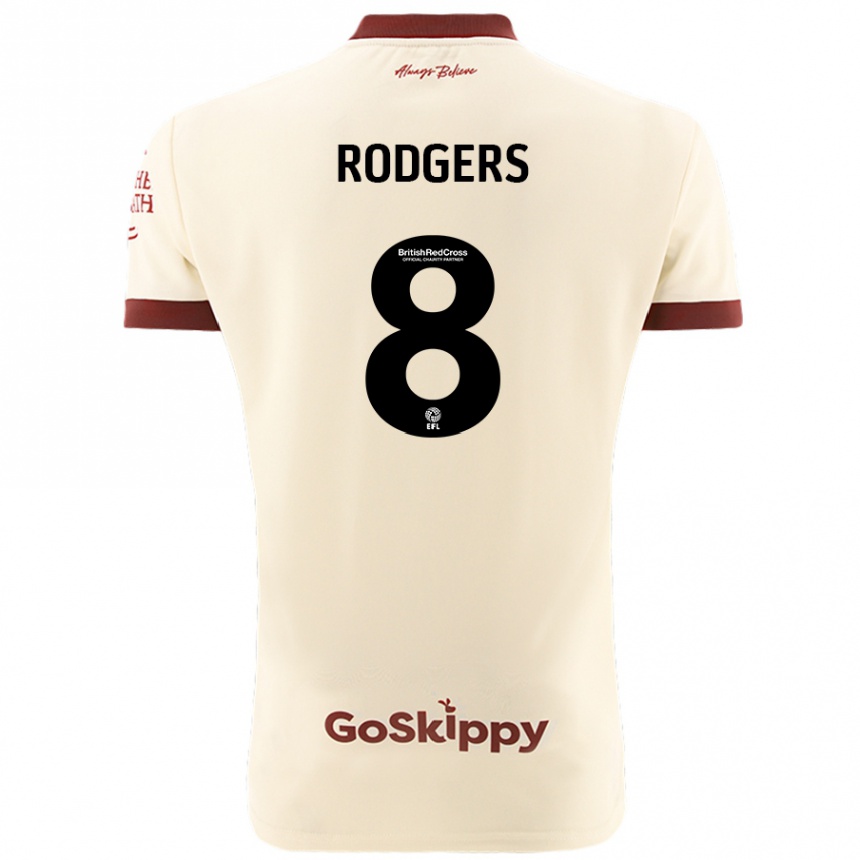 Kinder Fußball Amy Rodgers #8 Cremeweiß Auswärtstrikot Trikot 2024/25 T-Shirt Luxemburg