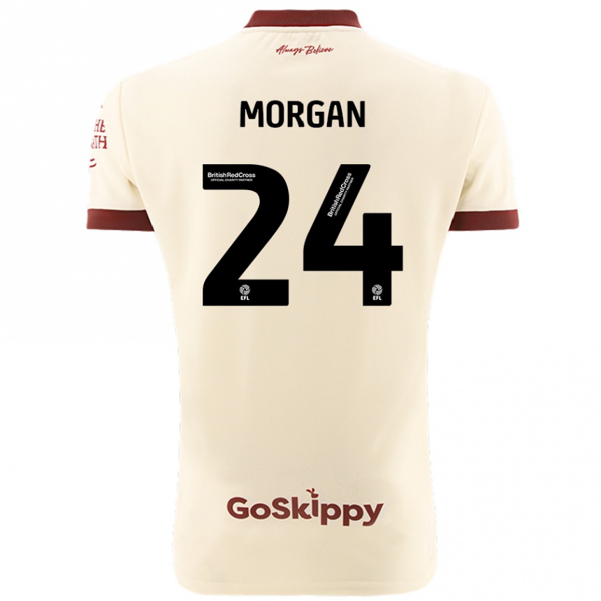 Kinder Fußball Ffion Morgan #24 Cremeweiß Auswärtstrikot Trikot 2024/25 T-Shirt Luxemburg