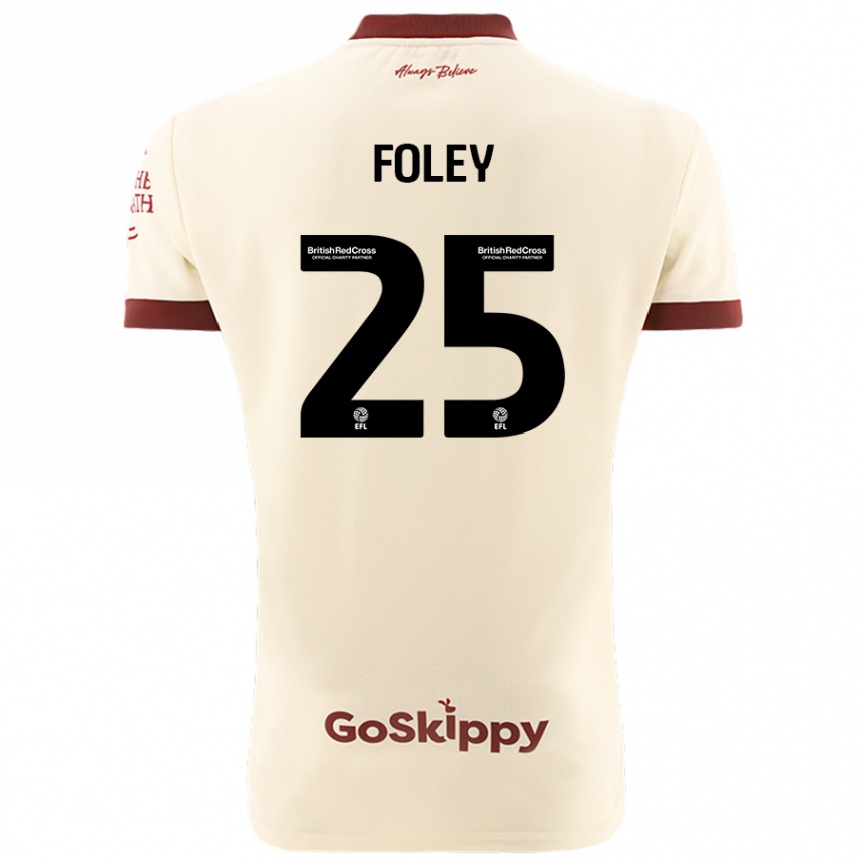 Kinder Fußball Erin Foley #25 Cremeweiß Auswärtstrikot Trikot 2024/25 T-Shirt Luxemburg