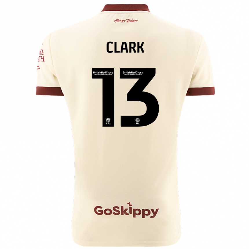 Kinder Fußball Olivia Clark #13 Cremeweiß Auswärtstrikot Trikot 2024/25 T-Shirt Luxemburg