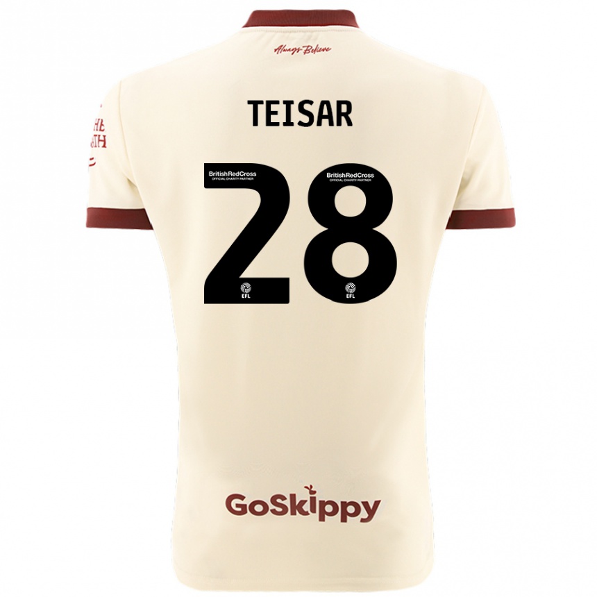 Kinder Fußball Tianna Teisar #28 Cremeweiß Auswärtstrikot Trikot 2024/25 T-Shirt Luxemburg