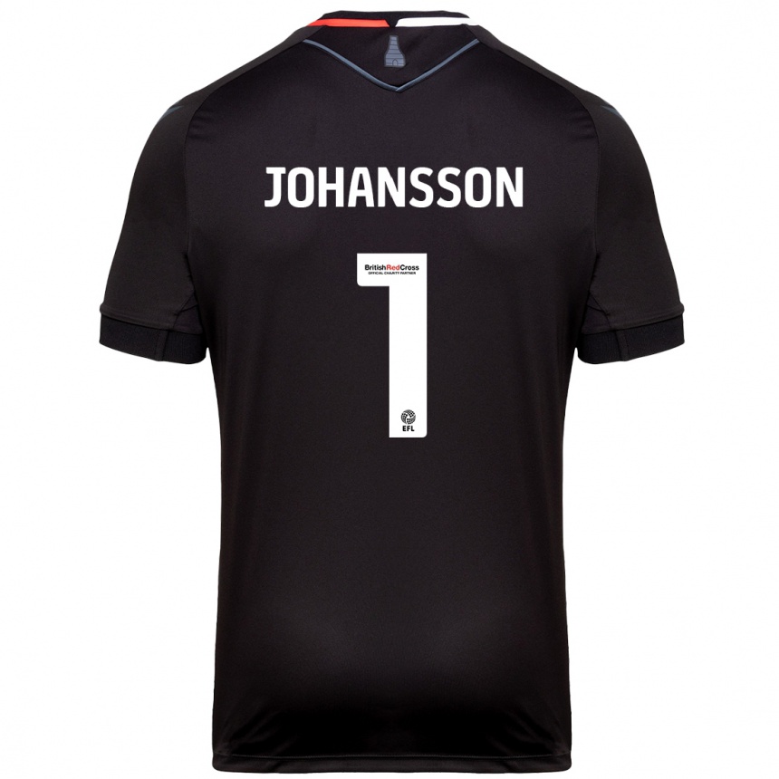 Kinder Fußball Viktor Johansson #1 Schwarz Auswärtstrikot Trikot 2024/25 T-Shirt Luxemburg