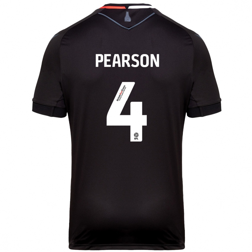 Kinder Fußball Ben Pearson #4 Schwarz Auswärtstrikot Trikot 2024/25 T-Shirt Luxemburg