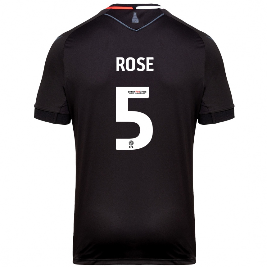 Kinder Fußball Michael Rose #5 Schwarz Auswärtstrikot Trikot 2024/25 T-Shirt Luxemburg