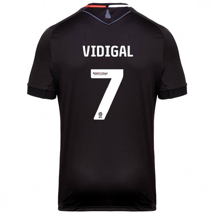 Kinder Fußball André Vidigal #7 Schwarz Auswärtstrikot Trikot 2024/25 T-Shirt Luxemburg