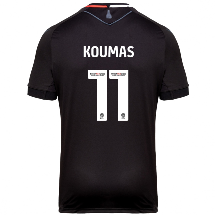 Kinder Fußball Lewis Koumas #11 Schwarz Auswärtstrikot Trikot 2024/25 T-Shirt Luxemburg