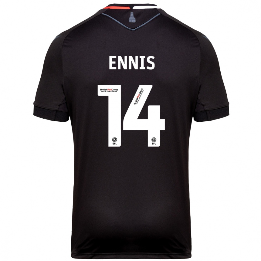 Kinder Fußball Niall Ennis #14 Schwarz Auswärtstrikot Trikot 2024/25 T-Shirt Luxemburg