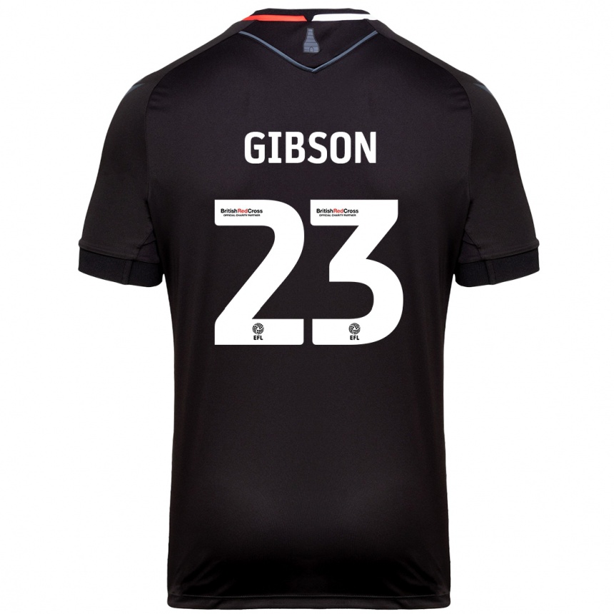 Kinder Fußball Ben Gibson #23 Schwarz Auswärtstrikot Trikot 2024/25 T-Shirt Luxemburg