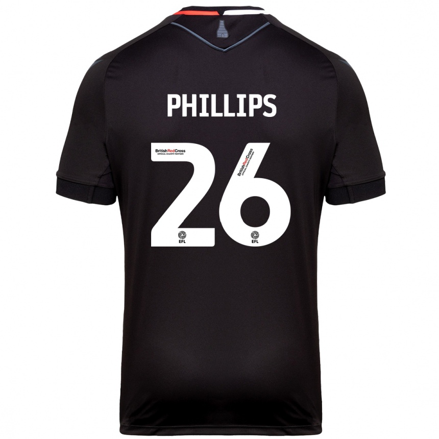 Kinder Fußball Ashley Phillips #26 Schwarz Auswärtstrikot Trikot 2024/25 T-Shirt Luxemburg