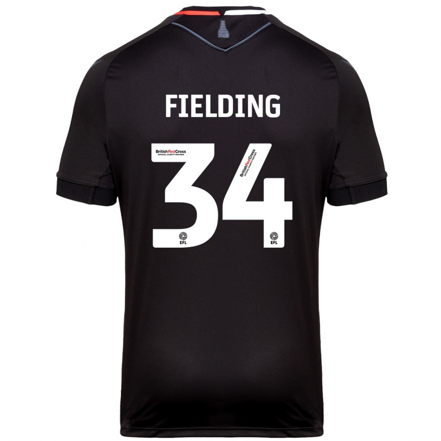 Kinder Fußball Frank Fielding #34 Schwarz Auswärtstrikot Trikot 2024/25 T-Shirt Luxemburg