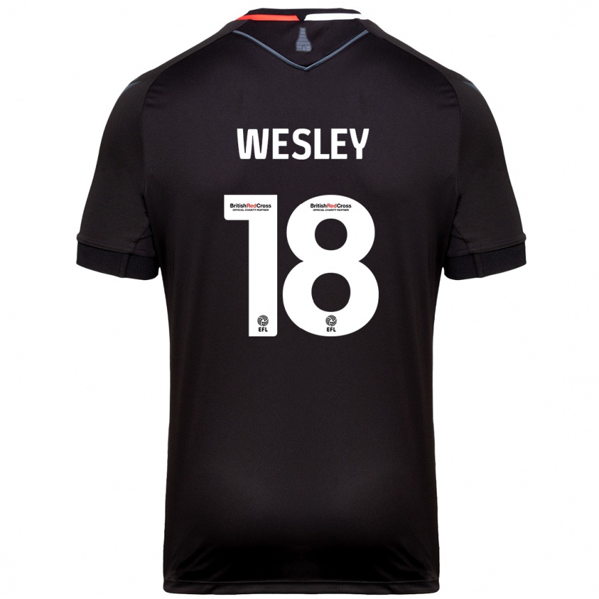 Kinder Fußball Wesley Moraes #18 Schwarz Auswärtstrikot Trikot 2024/25 T-Shirt Luxemburg