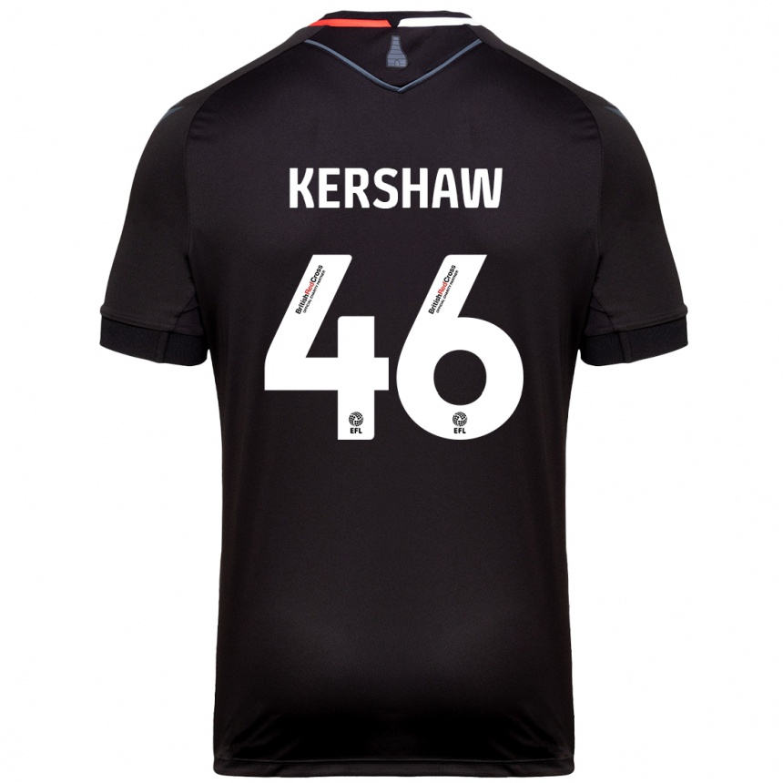 Kinder Fußball Ben Kershaw #46 Schwarz Auswärtstrikot Trikot 2024/25 T-Shirt Luxemburg