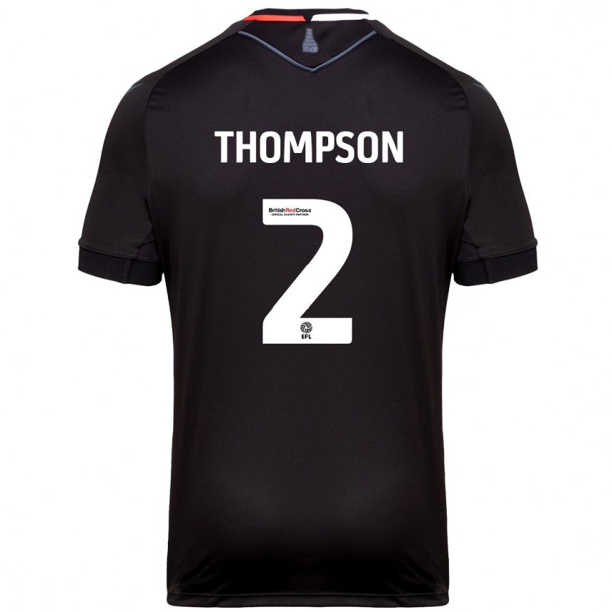 Kinder Fußball Sophie Thompson #2 Schwarz Auswärtstrikot Trikot 2024/25 T-Shirt Luxemburg