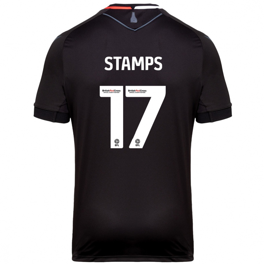 Kinder Fußball Shannon Stamps #17 Schwarz Auswärtstrikot Trikot 2024/25 T-Shirt Luxemburg