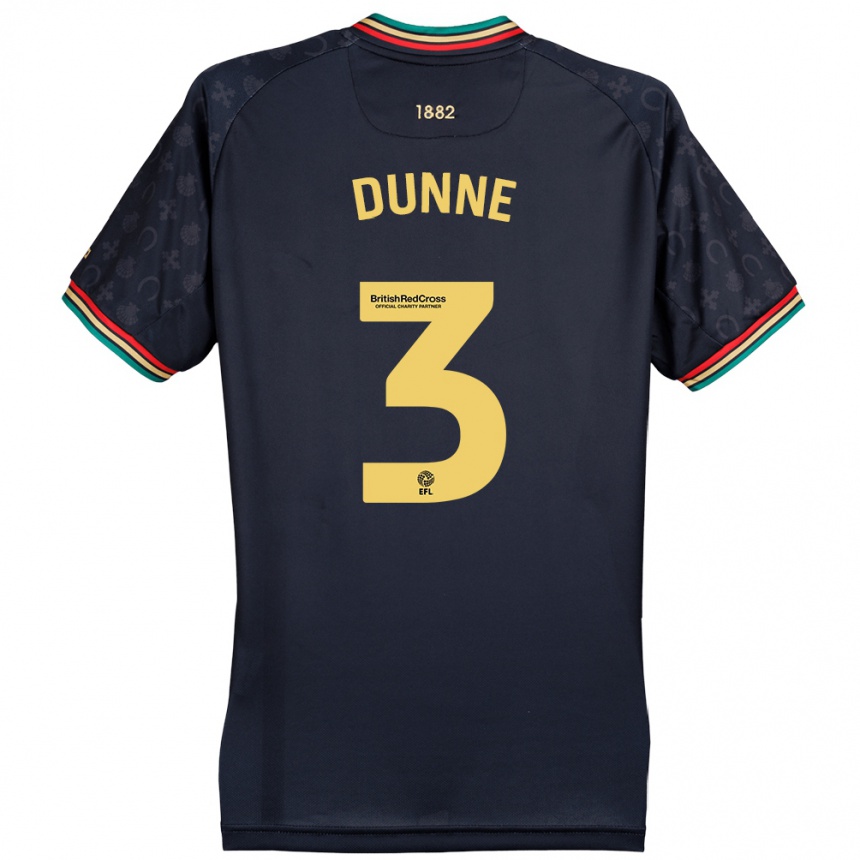 Kinder Fußball Jimmy Dunne #3 Dunkelmarineblau Auswärtstrikot Trikot 2024/25 T-Shirt Luxemburg