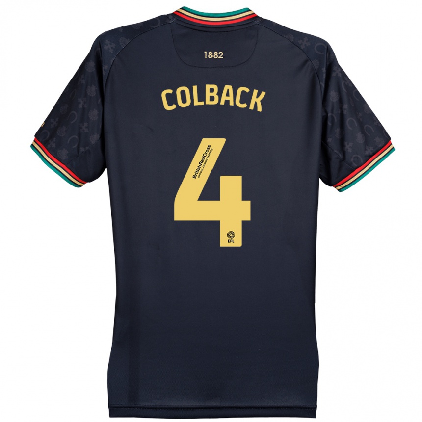 Kinder Fußball Jack Colback #4 Dunkelmarineblau Auswärtstrikot Trikot 2024/25 T-Shirt Luxemburg