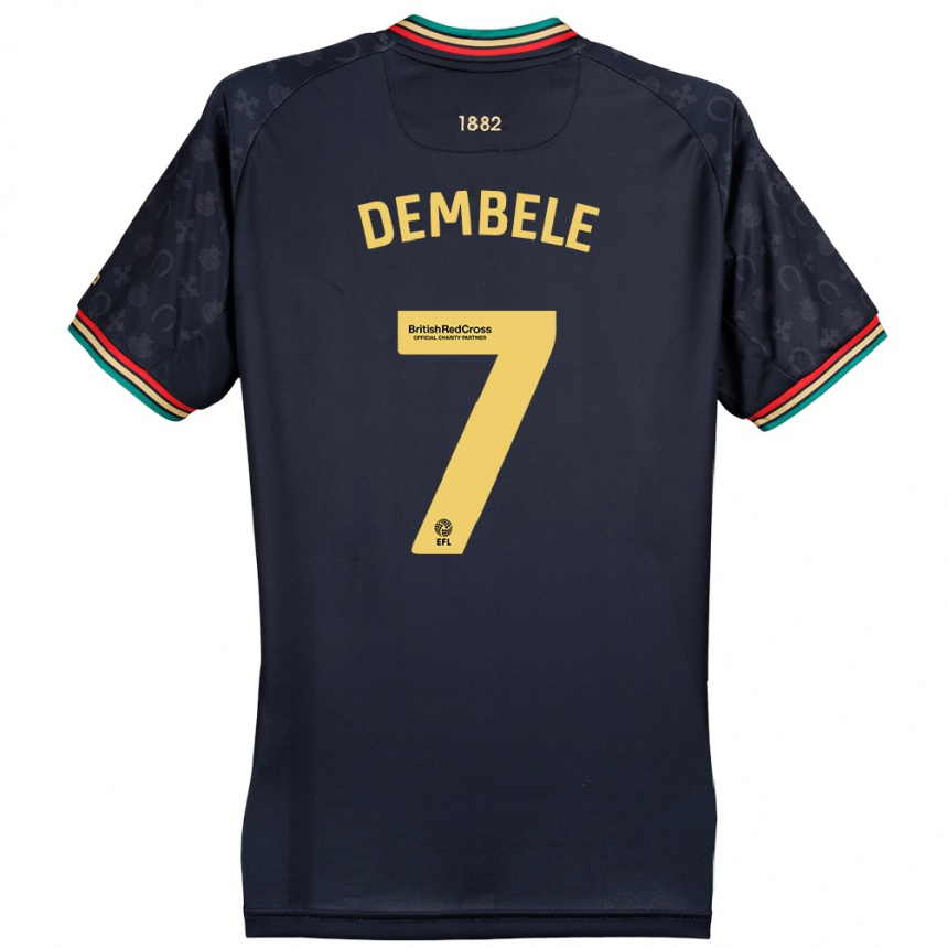 Kinder Fußball Karamoko Dembélé #7 Dunkelmarineblau Auswärtstrikot Trikot 2024/25 T-Shirt Luxemburg