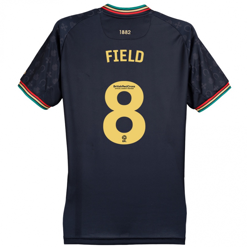 Kinder Fußball Sam Field #8 Dunkelmarineblau Auswärtstrikot Trikot 2024/25 T-Shirt Luxemburg