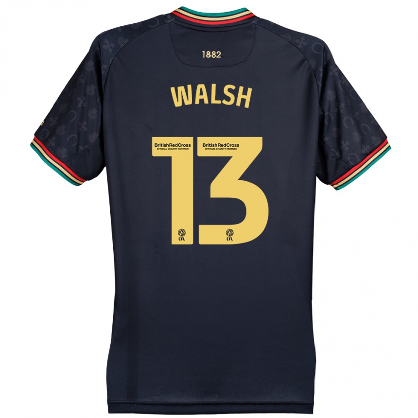 Kinder Fußball Joe Walsh #13 Dunkelmarineblau Auswärtstrikot Trikot 2024/25 T-Shirt Luxemburg