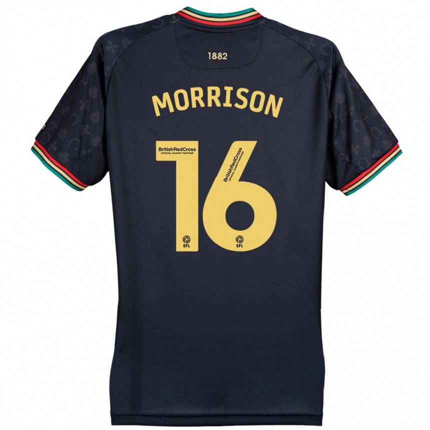 Kinder Fußball Liam Morrison #16 Dunkelmarineblau Auswärtstrikot Trikot 2024/25 T-Shirt Luxemburg