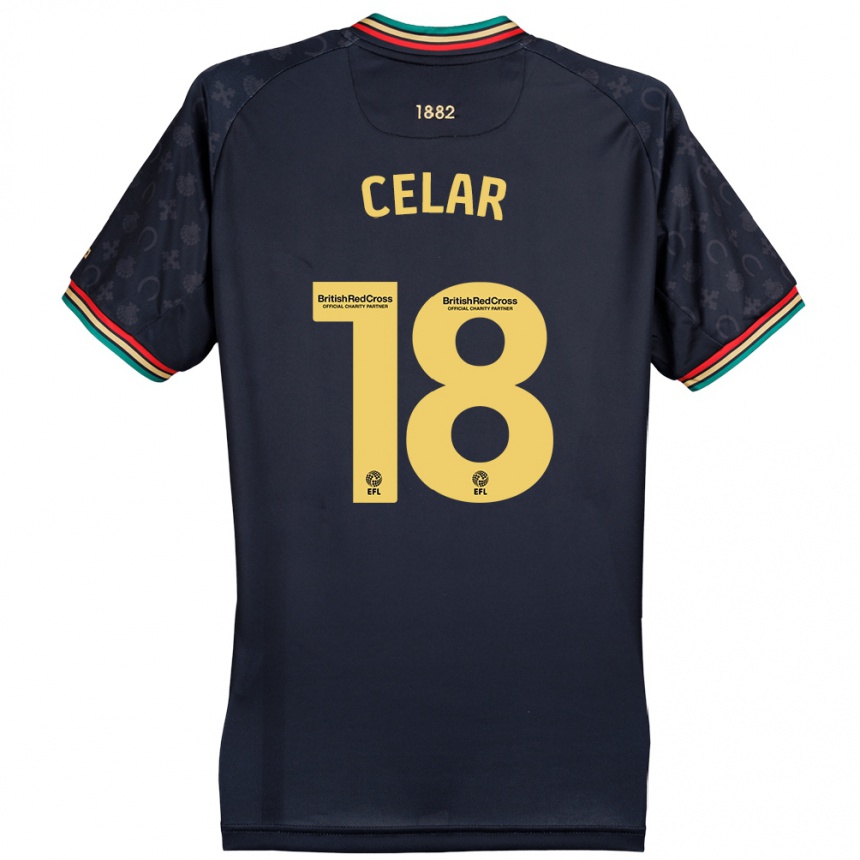 Kinder Fußball Zan Celar #18 Dunkelmarineblau Auswärtstrikot Trikot 2024/25 T-Shirt Luxemburg