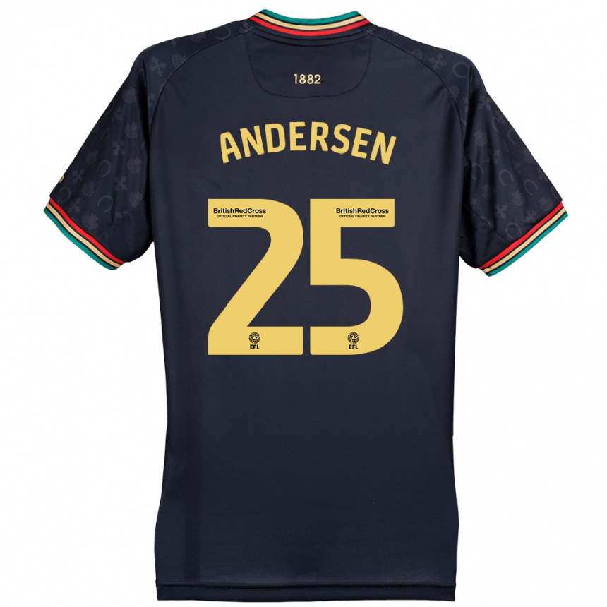 Kinder Fußball Lucas Andersen #25 Dunkelmarineblau Auswärtstrikot Trikot 2024/25 T-Shirt Luxemburg