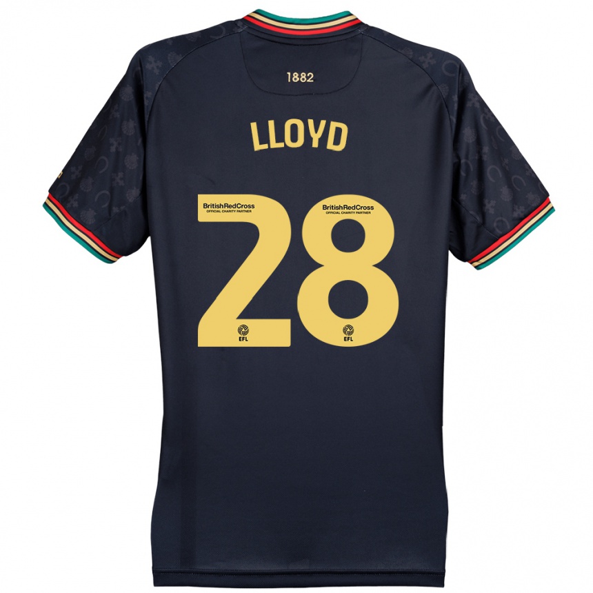 Kinder Fußball Alfie Lloyd #28 Dunkelmarineblau Auswärtstrikot Trikot 2024/25 T-Shirt Luxemburg