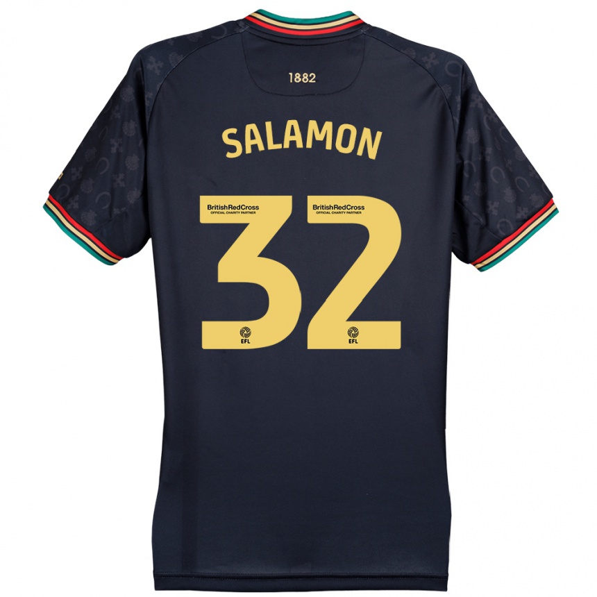 Kinder Fußball Matteo Salamon #32 Dunkelmarineblau Auswärtstrikot Trikot 2024/25 T-Shirt Luxemburg