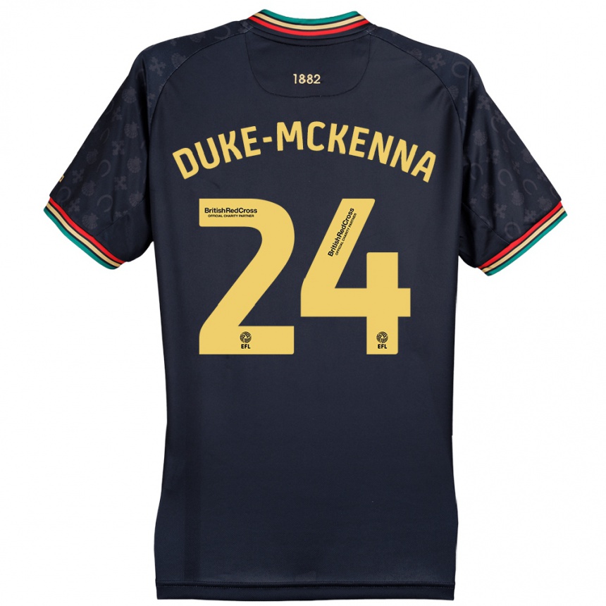 Kinder Fußball Stephen Duke-Mckenna #24 Dunkelmarineblau Auswärtstrikot Trikot 2024/25 T-Shirt Luxemburg