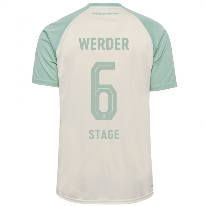 Kinder Fußball Jens Stage #6 Cremeweiß Hellgrün Auswärtstrikot Trikot 2024/25 T-Shirt Luxemburg