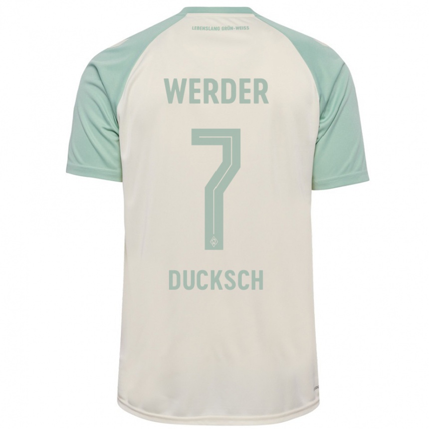 Kinder Fußball Marvin Ducksch #7 Cremeweiß Hellgrün Auswärtstrikot Trikot 2024/25 T-Shirt Luxemburg