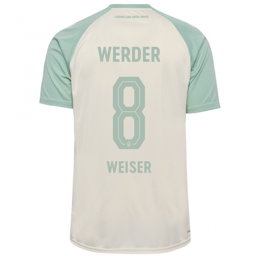 Kinder Fußball Mitchell Weiser #8 Cremeweiß Hellgrün Auswärtstrikot Trikot 2024/25 T-Shirt Luxemburg