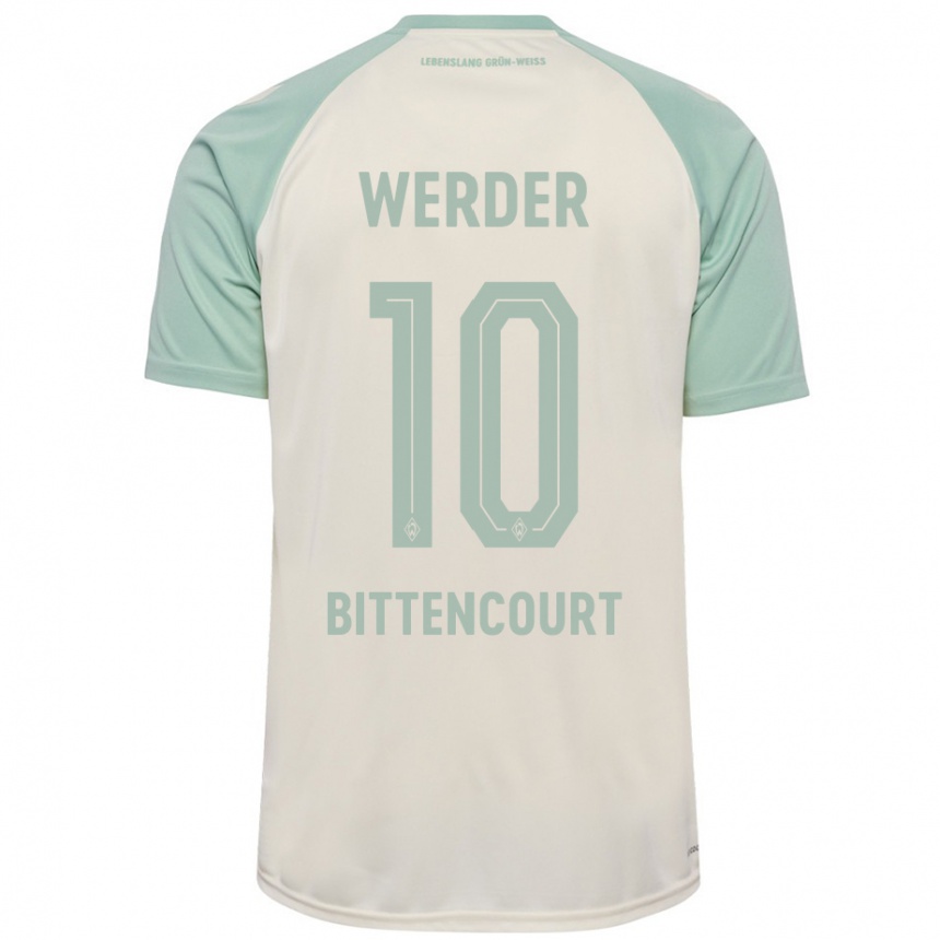 Kinder Fußball Leonardo Bittencourt #10 Cremeweiß Hellgrün Auswärtstrikot Trikot 2024/25 T-Shirt Luxemburg