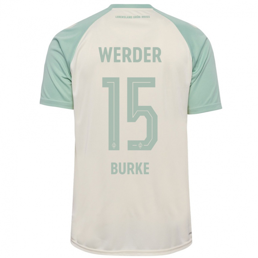 Kinder Fußball Oliver Burke #15 Cremeweiß Hellgrün Auswärtstrikot Trikot 2024/25 T-Shirt Luxemburg