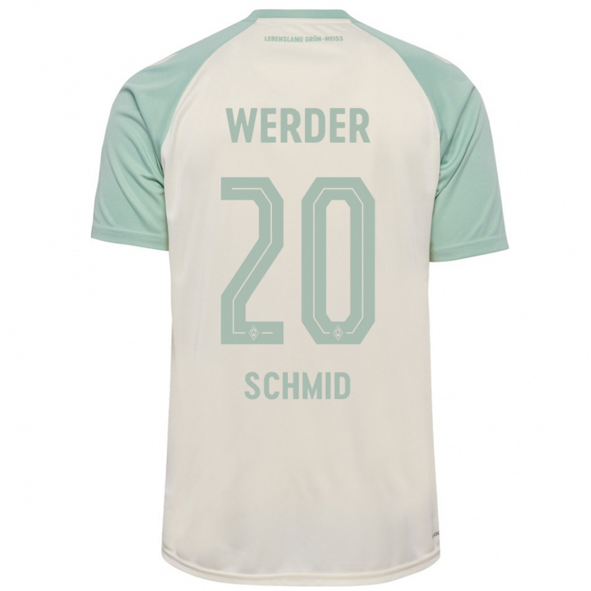 Kinder Fußball Romano Schmid #20 Cremeweiß Hellgrün Auswärtstrikot Trikot 2024/25 T-Shirt Luxemburg