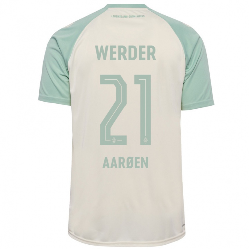 Kinder Fußball Isak Hansen-Aaröen #21 Cremeweiß Hellgrün Auswärtstrikot Trikot 2024/25 T-Shirt Luxemburg