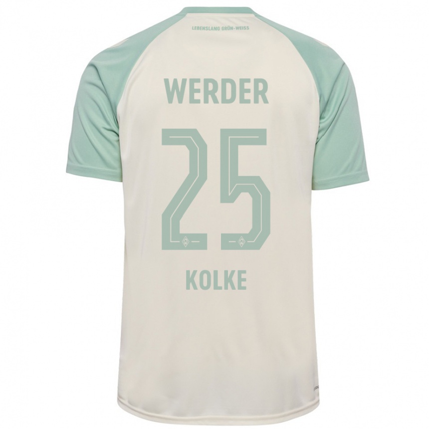 Kinder Fußball Markus Kolke #25 Cremeweiß Hellgrün Auswärtstrikot Trikot 2024/25 T-Shirt Luxemburg