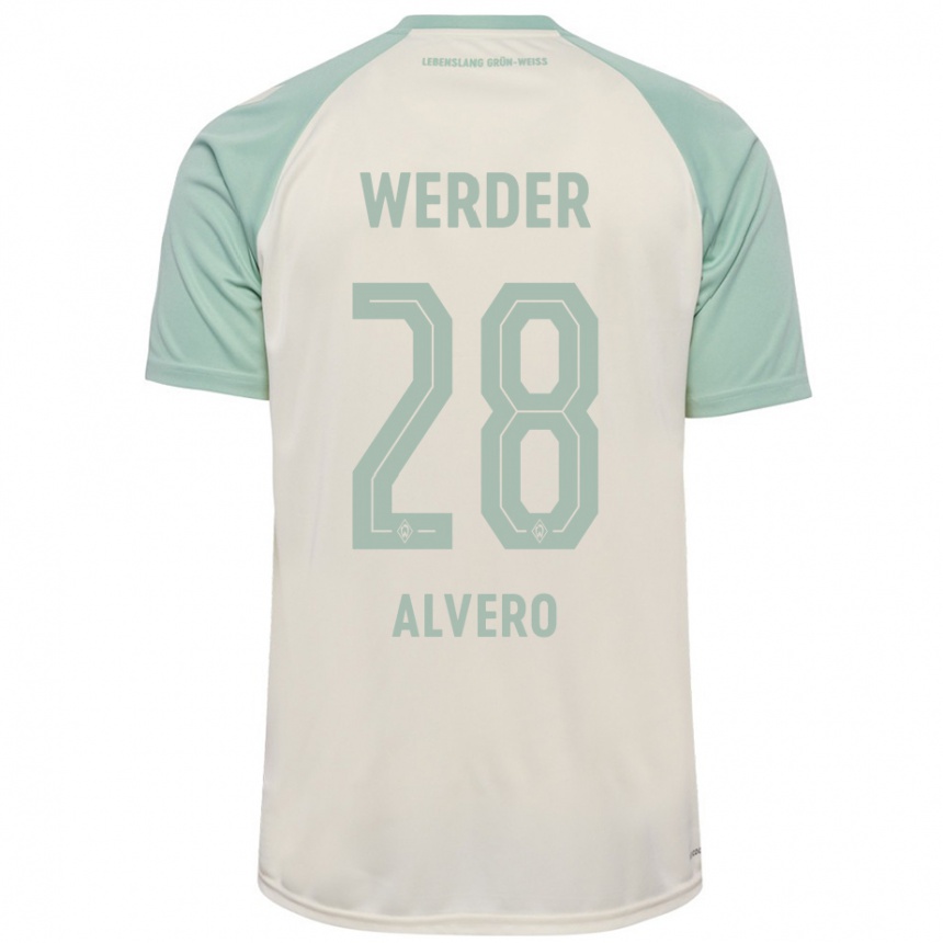 Kinder Fußball Skelly Alvero #28 Cremeweiß Hellgrün Auswärtstrikot Trikot 2024/25 T-Shirt Luxemburg