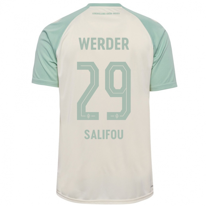 Kinder Fußball Dikeni Salifou #29 Cremeweiß Hellgrün Auswärtstrikot Trikot 2024/25 T-Shirt Luxemburg