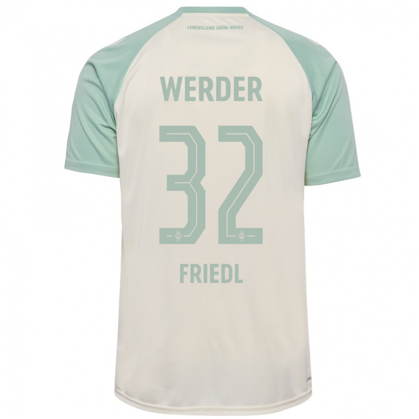 Kinder Fußball Marco Friedl #32 Cremeweiß Hellgrün Auswärtstrikot Trikot 2024/25 T-Shirt Luxemburg