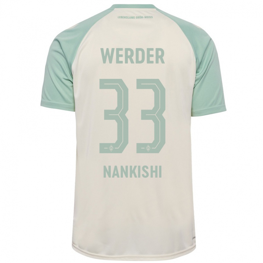 Kinder Fußball Abdenego Nankishi #33 Cremeweiß Hellgrün Auswärtstrikot Trikot 2024/25 T-Shirt Luxemburg