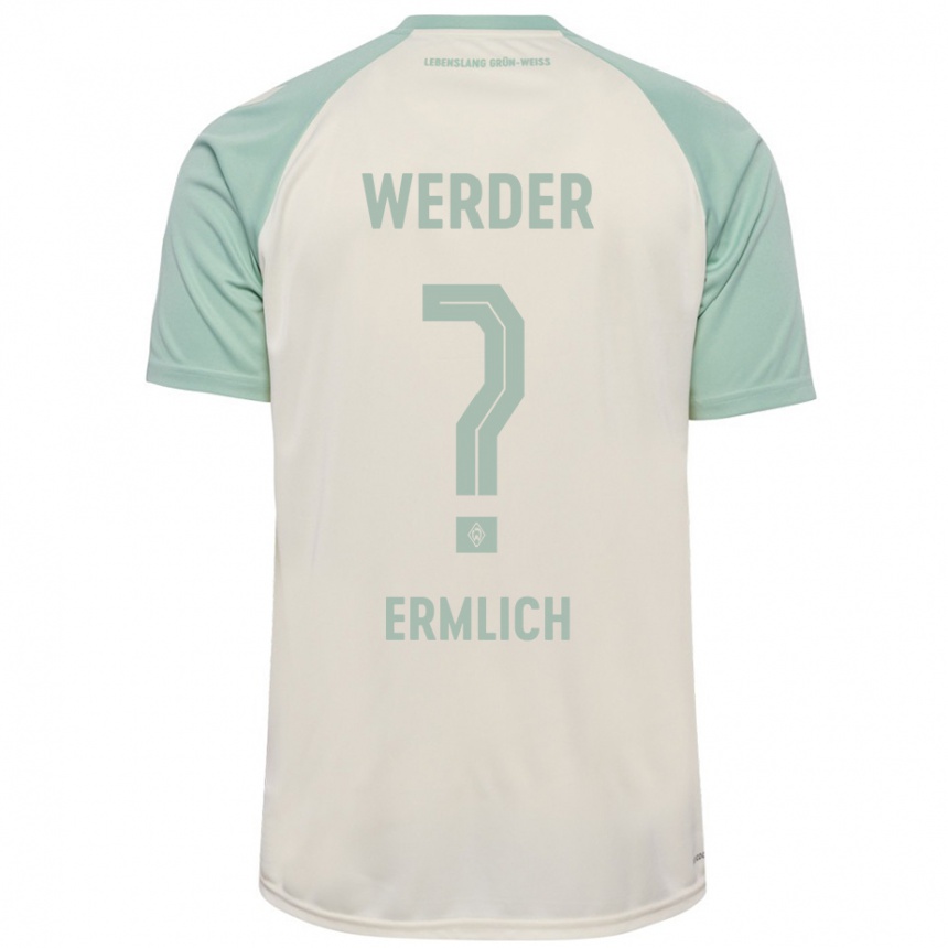 Kinder Fußball Kjell Ermlich #0 Cremeweiß Hellgrün Auswärtstrikot Trikot 2024/25 T-Shirt Luxemburg